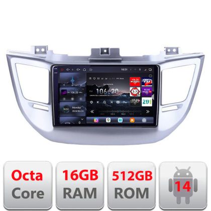 Navigatie Hyundai Tucson 2015-2019 Edotec Kit-546 8 core QLED 2K 16+512GB 360 Android Waze USB Navigatie Internet Youtube Radio
