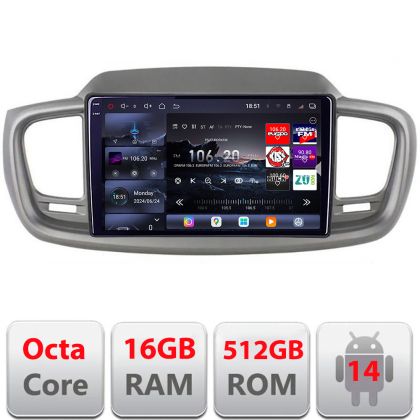 Navigatie Kia Sorento 2015-2018 Edotec Kit-6528 8 core QLED 2K 16+512GB 360 Android Waze USB Navigatie Internet Youtube Radio