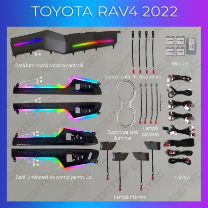 Lumini Ambientale NIGHTVIBE Toyota RAV 4 2022- set complet cu trimuri control telefon sau sistem original