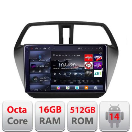 Navigatie Suzuki S-Cross 2013-2020 Edotec Kit-337 8 core QLED 2K 16+512GB 360 Android Waze USB Navigatie Internet Youtube Radio
