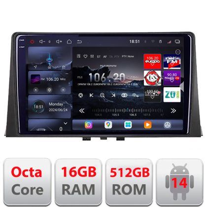 Navigatie Citroen Berlingo 2019-2021 Edotec Kit-berlingo18 8 core QLED 2K 16+512GB 360 Android Waze USB Navigatie Internet Youtube Radio v3
