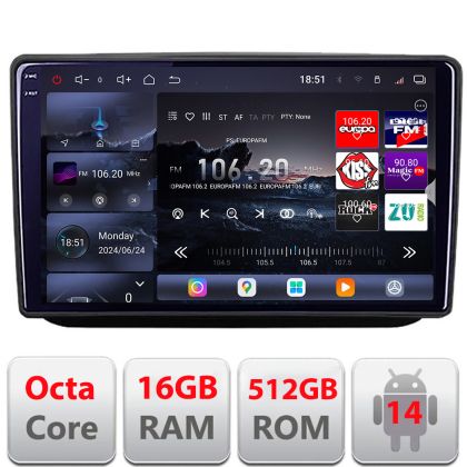 Navigatie Skoda Fabia 2 2009-2014 Android radio gps internet 8 core QLED 2K 16+512GB 360GB  Edotec