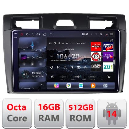 Navigatie Ford Fiesta MK5 2002-2008 Android radio gps internet 8 core QLED 2K 16+512GB 360 Edotec