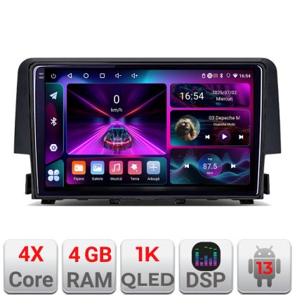 Navigatie Honda Civic 2016-2020  4+64 InCell Display 1K Android Waze USB Navigatie Internet Youtube Radio
