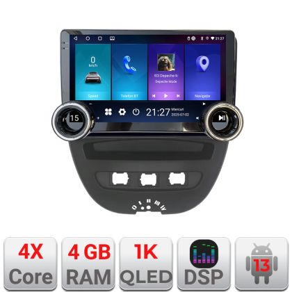 Navigatie Citroen C1 Peugeot 107 Toyota Aygo 2005-2014 Edotec  4+64 10.5 inch Incell 1K android Wifi 5Ghz gps internet  KIT-C1
