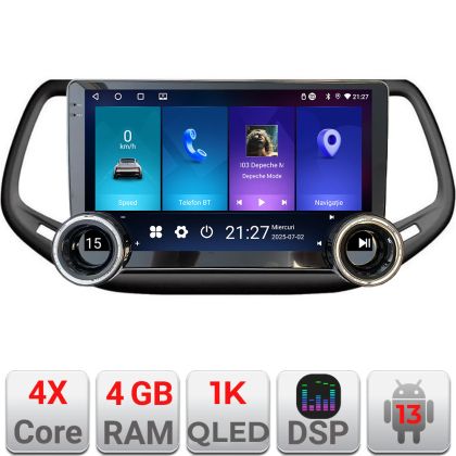 Navigatie JEEP COMPASS 2017 Manual Kit-732 Edotec  4+64 10.5 inch Incell 1K android Wifi 5Ghz gps internet