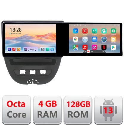 Navigatie Citroen C1 Peugeot 107 Toyota Aygo 2005-2014 Edotec 2 ecrane  8 core 4+128 21.6 inch Incell android Wifi 5Ghz gps internet  KIT-C1 v2