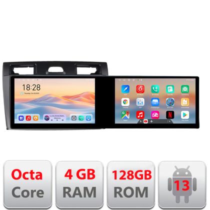 Navigatie Ford Fiesta MK5 2002-2008 Edotec 2 ecrane  8 core 4+128 21.6 inch Incell android Wifi 5Ghz gps internet  KIT-fiesta-mk5