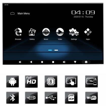 Edotec EDT-TRAVEL13.3-B Travelmate Tetiera cu Android 13.3" USB SD 1080p internet Touchscreen