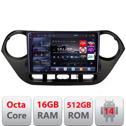 Navigatie Hyundai I10 2013-2019 Edotec Kit-HY38 8 core QLED 2K 16+512GB 360 Android Waze USB Navigatie Internet Youtube Radio