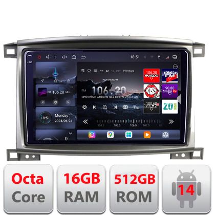 Navigatie Toyota Land Cruiser L100 2002-2008 Edotec Kit-L100 8 core QLED 2K 16+512GB 360 Android Waze USB Navigatie Internet Youtube Radio v1