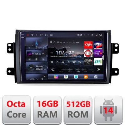 Navigatie Suzuki SX4 2006-2013 Edotec Kit-124 8 core QLED 2K 16+512 360 Android Waze USB Navigatie Internet Youtube Radio