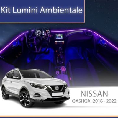 Lumini ambientale Nissan Qashqai 2016-2022 dedicat set complet control telefon sau sistem original