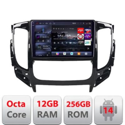Navigatie Mitsubishi L200 2014-2020 Edotec Kit-1094 8 core QLED 2K 12+256GB 360 Android Waze USB Navigatie Internet Youtube Radio
