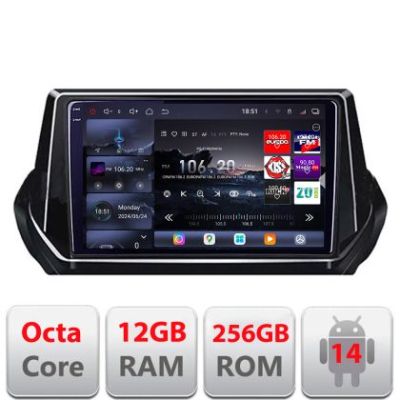 Navigatie Peugeot 2008 2020- Android radio gps internet 8 core QLED 2K 12+256GB 360 Edotec