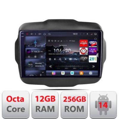 Navigatie Jeep Renegade 2015-2020 Edotec Kit-500 8 core QLED 2K 12+256GB 360 Android Waze USB Navigatie Internet Youtube Radio
