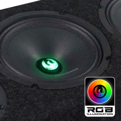Cutie cu difuzoare iluminate Phonix Gold 1700W ieșire SPL 2 x 4 OHM 4 x difuzoare midrange 2 x tweetere pro audio