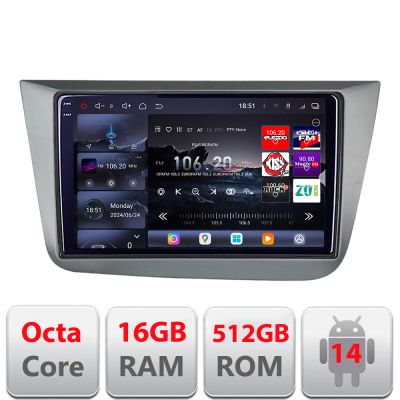 Navigatie Seat Leon 2005-2012 Edotec Kit-leon05 8 core QLED 2K 12+256GB 360 Android Waze USB Navigatie Internet Youtube Radio
