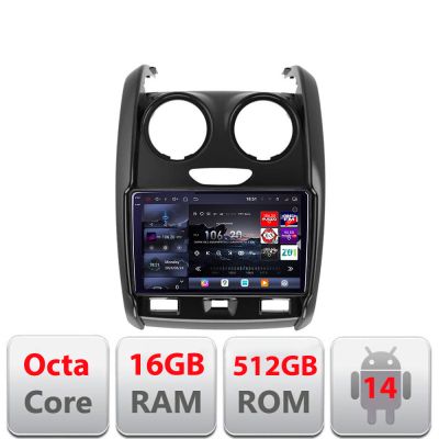 Navigatie Dacia Duster 2012-2019 Edotec Kit-157 8 core QLED 2K 12+256GB 360 Android Waze USB Navigatie Internet Youtube Radio