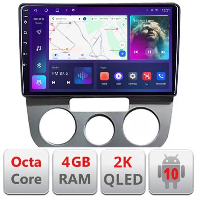 Navigatie VW Golf 5 2004-2010 clima manuala Android ecran Qled 2K Octa core 4+32 KIT-golf5-manual+EDT-E410-2K