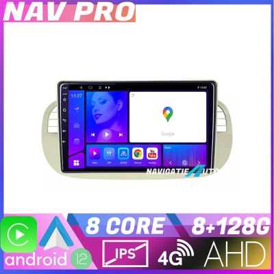 Navigatie Fiat 500 intre anii 2007 2015 EDOTEC-LITE Android Ecran 720P Octa Core 8 128 Carplay