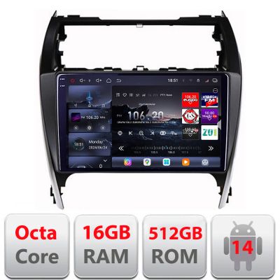 Navigatie Toyota Camry 2012-2018 Android radio gps internet 8 core QLED 2K 12+256GB 360 Edotec