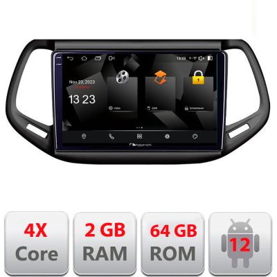 Navigatie Jeep Compass 2017 5230-739 Android Ecran 720P Quad Core 2+64 carplay android auto