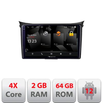 Navigatie Hyundai I30 2011-2016 Android Ecran 720P Quad Core 2+64 carplay android auto