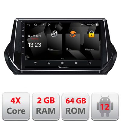 Navigatie Peugeot 2008 2020- Android radio gps internet quad core 2+64 carplay android auto