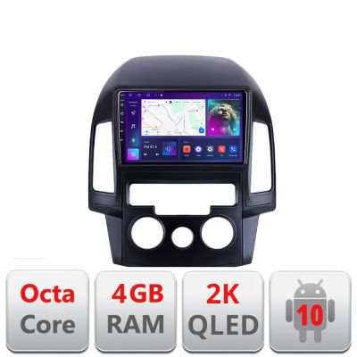 Navigatie Hyundai I30 2009-2012 clima manuala C-i30ac Android Octa Core Ecran 2K QLED GPS 4G 4+32GB 360 KIT-i30ac+EDT-E409-2K