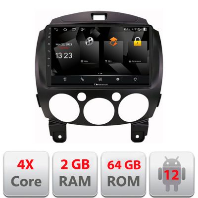 Navigatie Mazda 2 2007-2013 Android radio gps internet quad core 2+64 carplay android auto