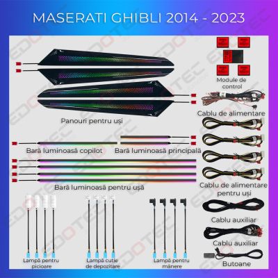 Lumini ambientale Maserati Ghibli  Quattroporte 2013-2022 set complet control telefon sau sistem original