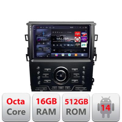 Navigatie Mondeo MK5 SYNC2 si SYNC 3 2015-2022 8 core QLED 2K 12+256GB 360 Android Waze USB Navigatie Internet Youtube Radio Edotec