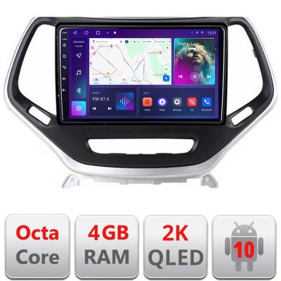 Navigatie Jeep Cherokee 2014-2019 Manual C-248 Android Octa Core Ecran 2K QLED GPS 4G 4+32GB 360 KIT-248+EDT-E410-2K