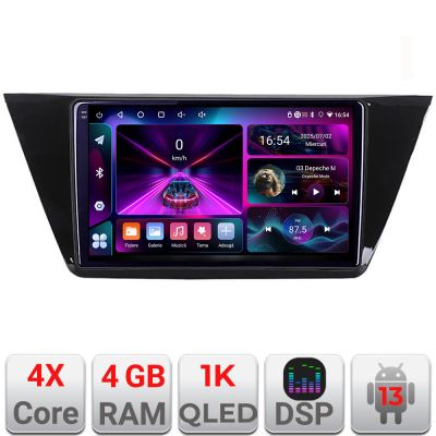 Navigatie Volkswagen Touran 2016- A-3144  4+64 InCell Display 1K Android Waze USB Navigatie Internet Youtube Radio