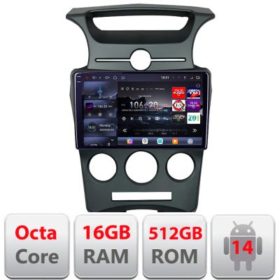 Navigatie Kia Carens 2006-2012 clima automata Android radio gps internet 8 core QLED 2K 12+256GB 360 Edotec