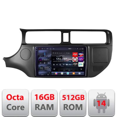 Navigatie Kia Rio 2011-2014 Edotec Kit-rio-11 8 core QLED 2K 12+256GB 360 Android Waze USB Navigatie Internet Youtube Radio