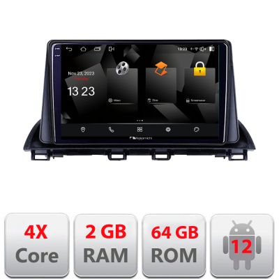 Navigatie Mazda 3 2014-2019 5230-463 Android Ecran 720P Quad Core 2+64 carplay android auto