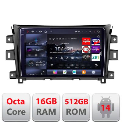 Navigatie NIssan Navara 2017- Edotec Kit-NAVARA17 8 core QLED 2K 12+256GB 360 Android Waze USB Navigatie Internet Youtube Radio