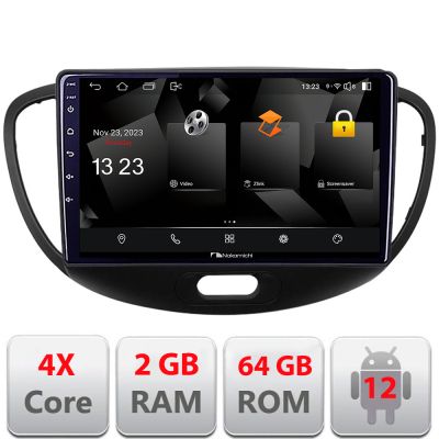Navigatie Hyundai I10 2007-2013 Android Ecran 720P Quad Core 2+64 carplay android auto