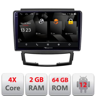 Navigatie Ssangyong Korando 2011-2013 5230-159 Android Ecran 720P Quad Core 2+64 carplay android auto