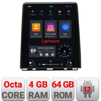 Navigatie Renault Clio 5 high Lenovo Tesla Qled 9.7" Octacore Qualcomm 8 Gb RAM 128Gb Hdd 4G DSP profesional Carplay Android Auto 360 camere Bluetooth