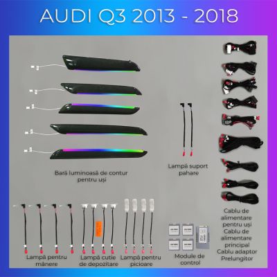 Lumini ambientale Audi Q3 8U 2013-2018 set complet control telefon sau sistem original
