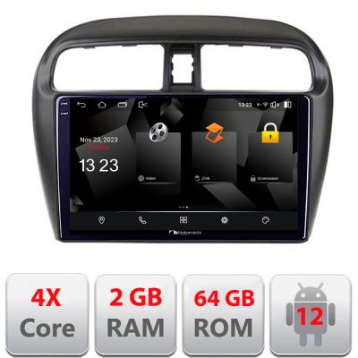 Navigatie Mitsubishi Space Star Mirage Attrage 2012- Android Ecran 720P Quad Core 2+64 carplay android auto