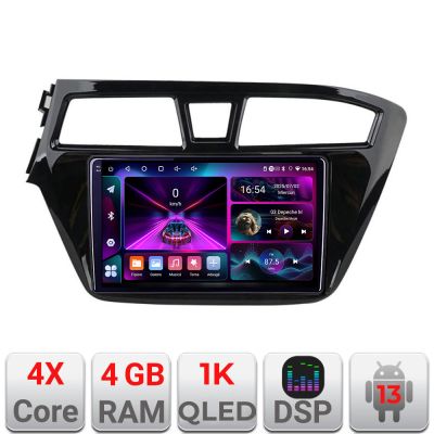 Navigatie Hyundai i20 2015-2018 A-517  4+64 InCell Display 1K Android Waze USB Navigatie Internet Youtube Radio
