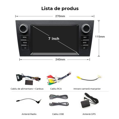 Navigație BMW Seria 3 E90 E91 E92 E93 2005 - 2012, 7 inci