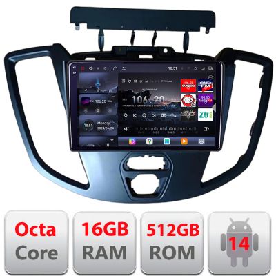 Navigatie Ford Transit 2015-2020 Android radio gps internet 8 core QLED 2K 12+256GB 360 Edotec
