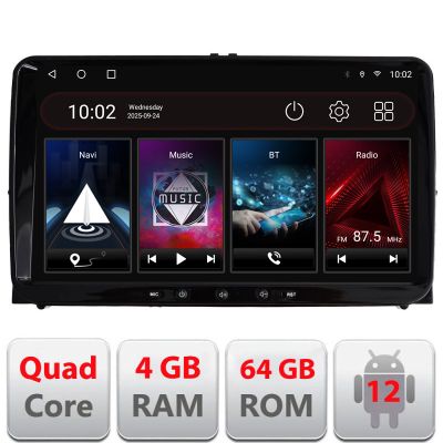 Navigatie dedicata VW Skoda Seat Edotec VW Lite ecran 9" Qled Android 4 core 4+64 Wifi radio usb BT GPS carplay android auto