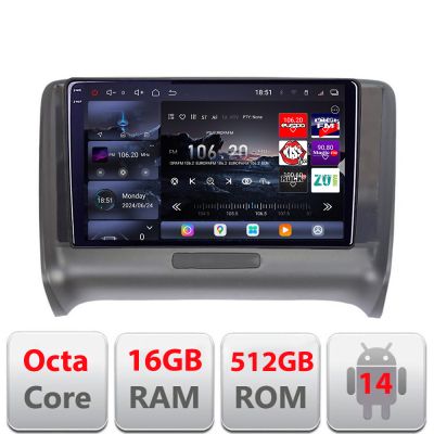 Navigatie Audi TT 2004-2011  Edotec Kit-078 8 core QLED 2K 12+256GB 360 Android Waze USB Navigatie Internet Youtube Radio