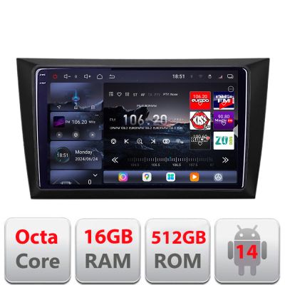 Navigatie VW Golf6 2009-2013 Edotec Kit-GOLF6 8 core QLED 2K 12+256GB 360 Android Waze USB Navigatie Internet Youtube Radio